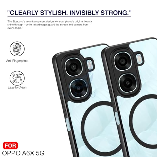 Image of AESTMO Oppo A6S 5G / Oppo K14X 5G / Oppo A6X 5G Back Cover | 360 Protection | Crystal Clear Hard Back Transparent | Compatible with MagSafe Accessories (PC+TPU, Black Bumper)