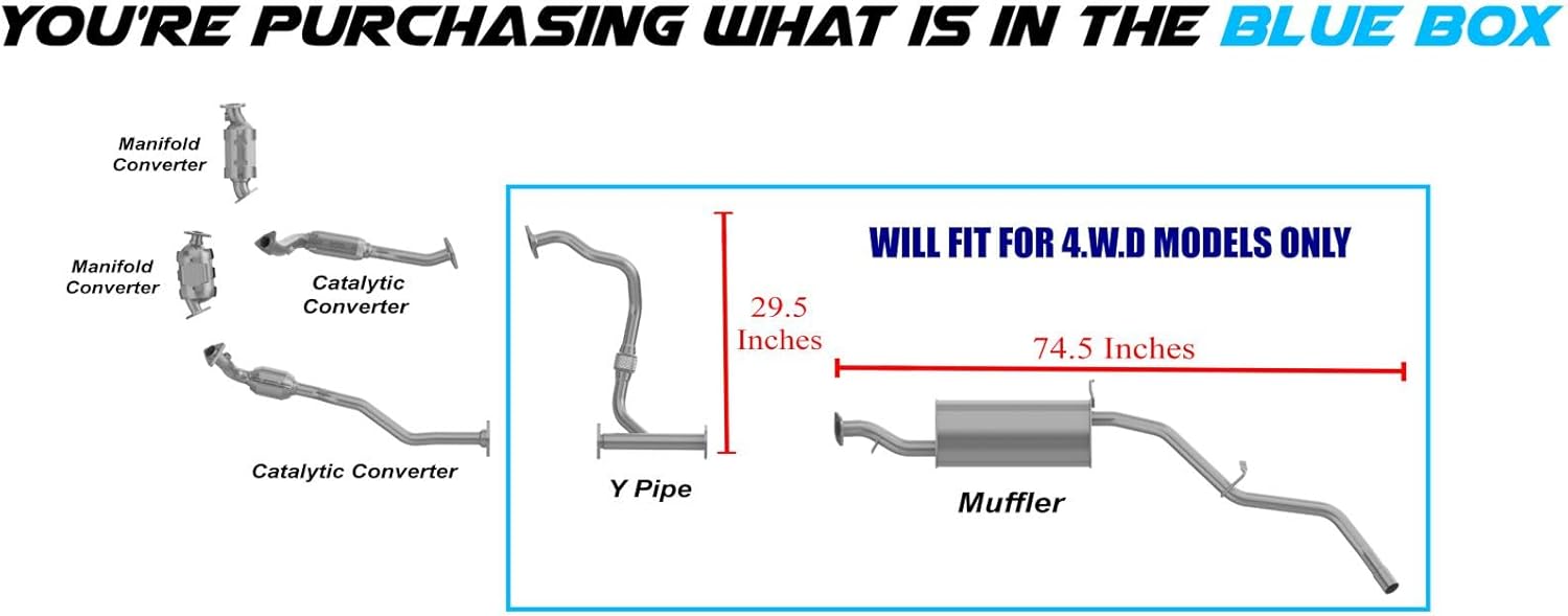 Northeastern Exhaust | Stainless Steel - Y-Pipe Exhaust Muffler Assembly Compatible for Nissan Xterra 2002-2004 3.3L - Free Gaskets and Clamps Included