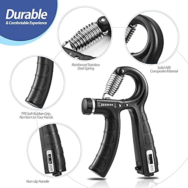 NIYIKOW 2 Pack Grip Strength Trainer with Counter, Hand Grip Strengthener, Adjustable Resistance 11-132Lbs (5-60kg), Forearm Strengthener, Perfect for Athletes Musicians