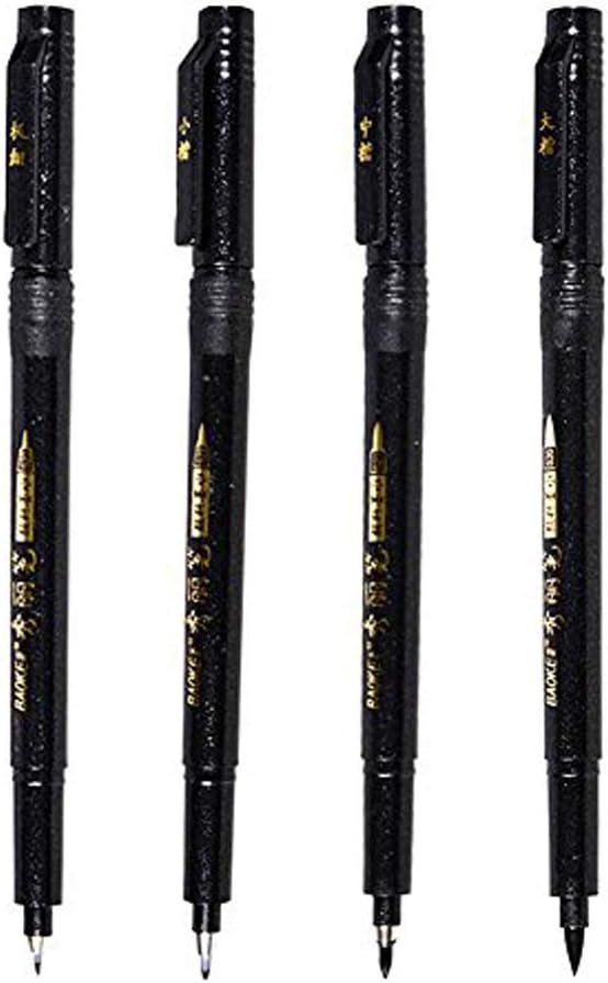 Set of 4 Calligraphy Pens Drawing Markers Art Brush Pen (Thick,Medium,Small,Ultra-fine) Hard/Brush Tip
