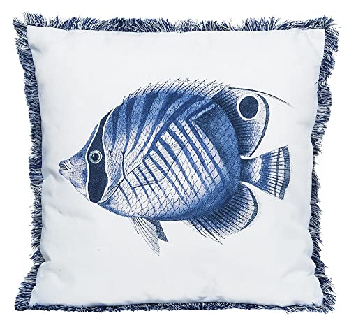 Outdoor Kissenbezug 4er Set 30x30cm - Bunt & Fisch Design Wasserdicht - Für Gartenmöbel & Balkon Leinen