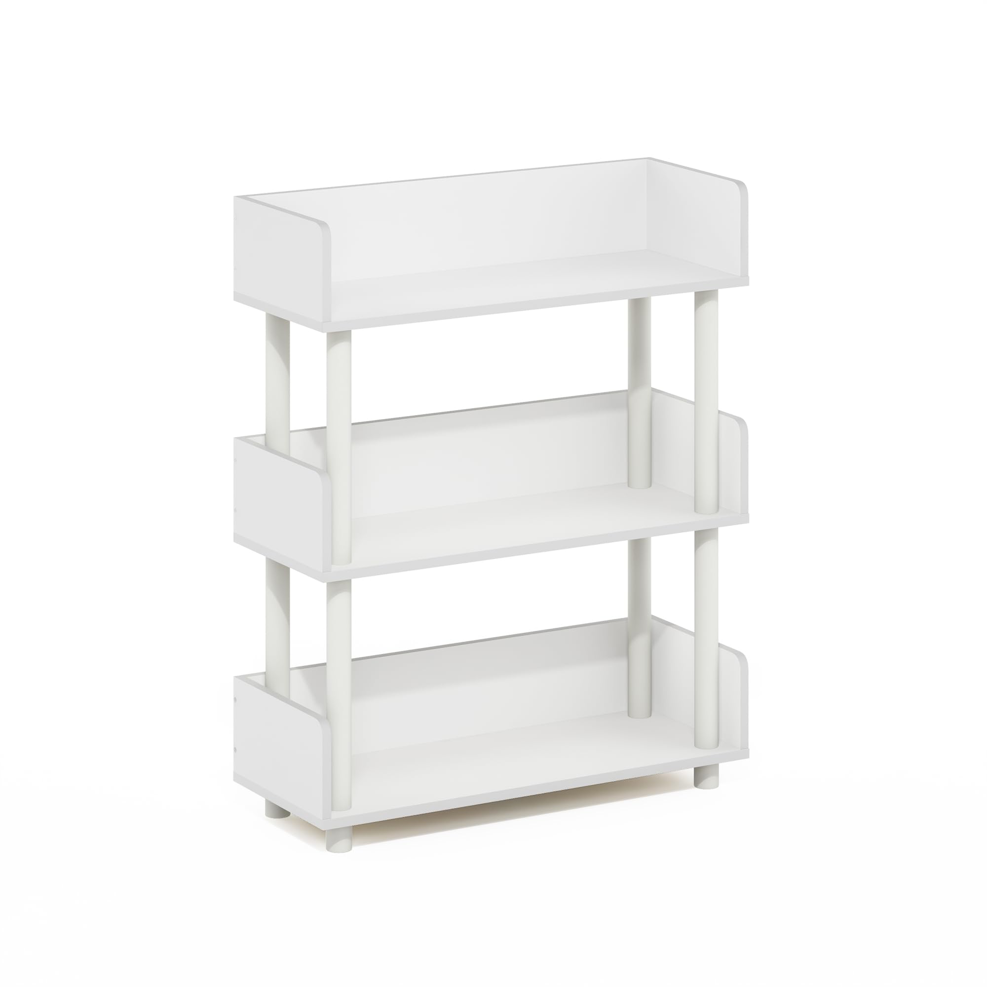 Furinno Turn-N-Tube Espositore multiuso autoportante a 3 livelli, libreria, Bianco/Bianco