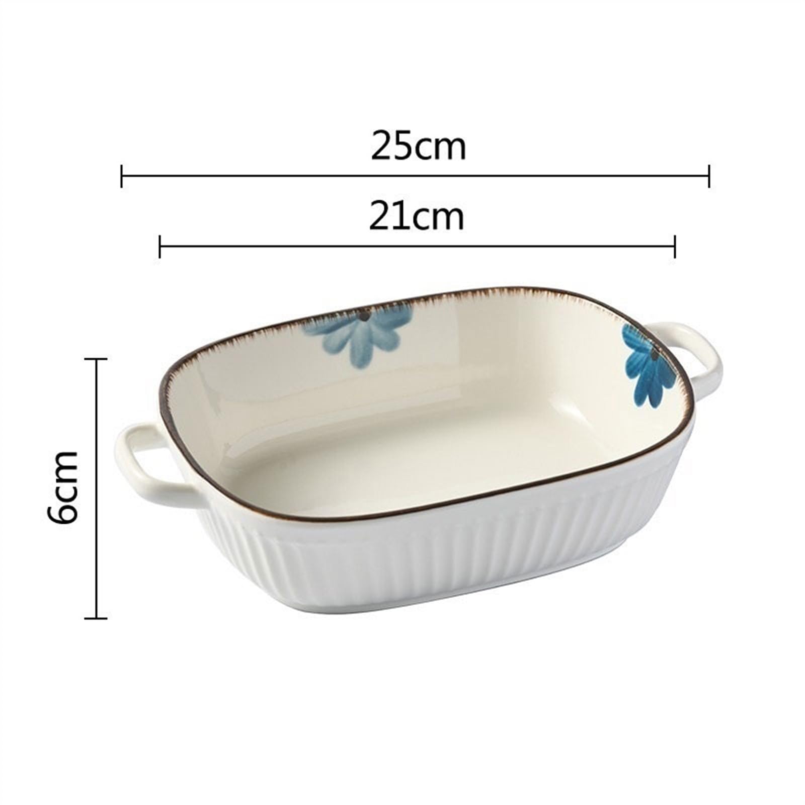 Auflaufform Doppelohr-Auflaufform, Keramikplatte, Mikrowellen-Heizplatte, Haushalts-Backschüssel mit Verbrühschutz, große, breite Spaghetti-Schüssel Backform(21cm)