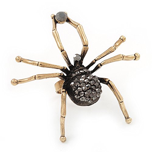 Bague araignée strass noir bague cocktail ajustable pour vos soirées