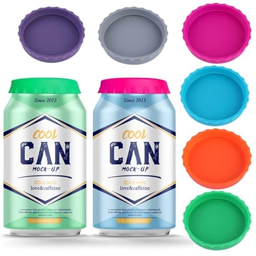 6 Piezas Tapas de Latas de Bebidas Silicona Reutilizable, compatible con Mayoría de las Latas de Bebidas y Cerveza Cover