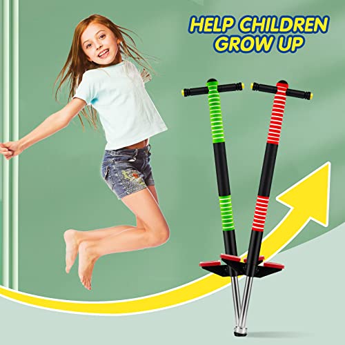Meooeck 2 Pcs Bounce Pogo Stick For Kids Age 5 And Up, 40 To 80 Pounds, Foam Jolt Pogo Jumper For Body Balance Exercise (Green And Red) #TOP4