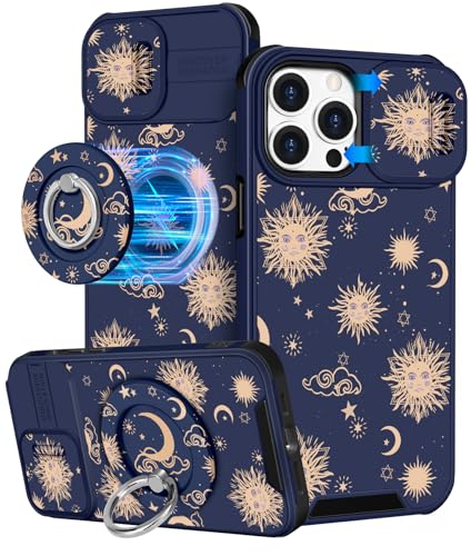 Coque iPhone 15 Pro anti-choc avec cache objectif et anneau de support rotatif à 360°