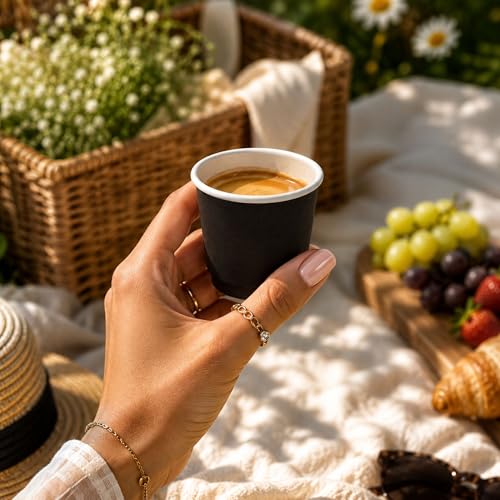 Image of Restaurantware 4 Ounce Disposable Cups, Pack of 500 Double Wall Hot Cups - Lids Sold Separately, Featuring a Black Paper Insulated Design, Ideal for Serving Coffee, Hot Chocolate, Tea, and More