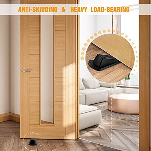 Crosize 5 Pack Door Stoppers for Bottom of Door, Premium Rubber Door Stops, Sturdy Wedge for Carpet, Tile, Concrete, Wood, Door Holder for Heavy Duty Door, Black