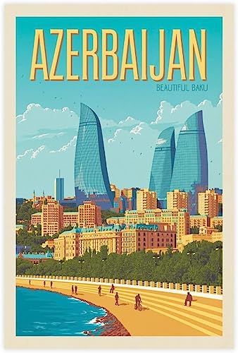 WEYUE Toile Art Azerbaïdjan Bakou Affiche de Voyage Vintage Affiches sur le Mur Art Mural Peintures Décoratives Sans cadre 40x60cm