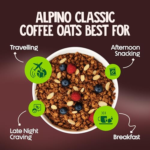 Image of ALPINO 24% High Protein Super Oats Classic Coffee 1kg - Rolled Oats, Natural Peanut Butter, Coffee Extract, Jaggery Powder - 24g Protein, Source of Dietary Fibre & Healthy Fats, No Refined Sugar & Salt