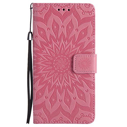 Cotdinforca Case For Lg V10 Flip Emboss Mandala With Card Holder Slot Pockets, Magnetic Closure Premium Pu Leather Case Cover For Lg V10 (2015). Mandala Pink #TOP1