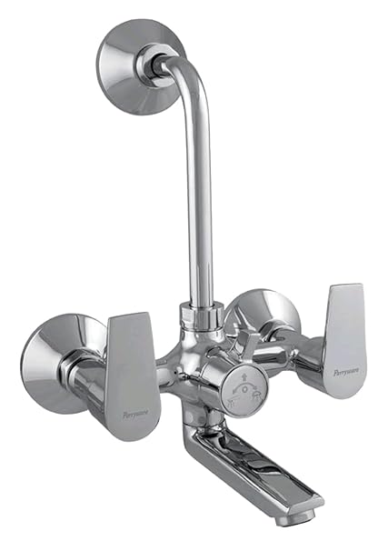 PARRYWARE Praseo Wall Mixer 2-in-1 with L-Bend & with Wall Flange & Leg Set (Brass&Chrome Finish) T1354A1