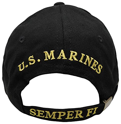 Gorra negra de algodón bordada U.S. Marines ajustable miniatura 5
