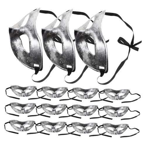 Alipis 15 Pièces Masque Vénitien Demi-visage Argenté Vintage pour Bal Masqué Carnaval Halloween Adultes Hommes Femmes Cosplay