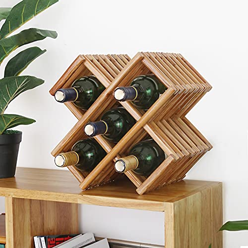 Soporte para botellas de vino en madera, apilable, para encimera miniatura 6