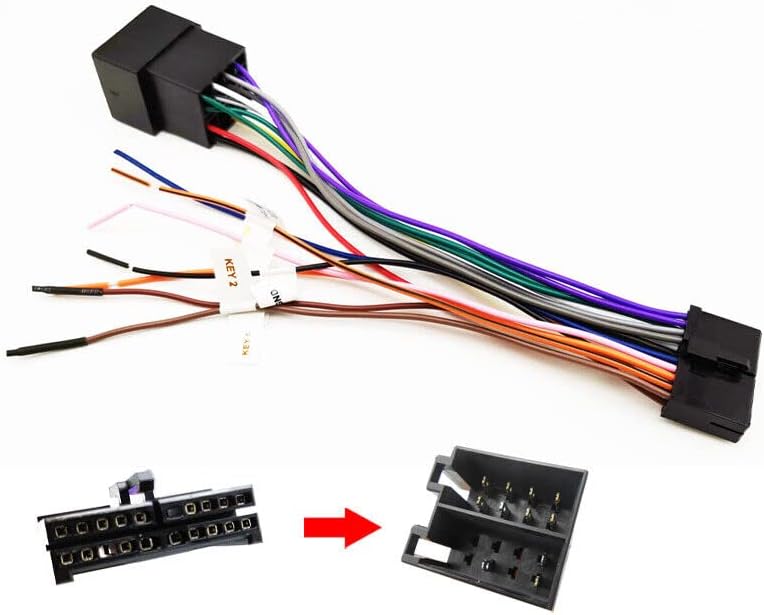 Generic 20 Pin ISO Harness Adapter, 20P Plug, ISO Cable Connector, Universal Accessory Wires, DIN Retractable Screen Car Radio Adapter