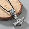 Chandler Vintage Viking Norse Thor's Hammer Necklace Pendant for Men Silver Celtic Knot Wolf Mjolnir Hip Hop Rapper Gift #3