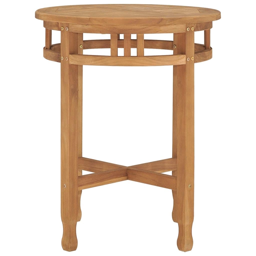 Stolik bistro z litego drewna tekowego, Ø 60 x 60 cm, okrągły stół drewniany z lakierem na bazie wody, odporny na warunki atmosferyczne, nie zajmuje dużo miejsca, do ogrodu, na taras, do