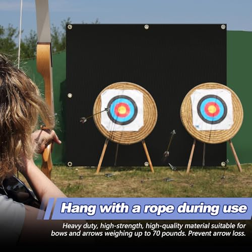 Image of Silipull Archery Backstop Netting Heavy Duty with Rope and Hooks Slingshot Archery Net for Backyard Shooting Accessories