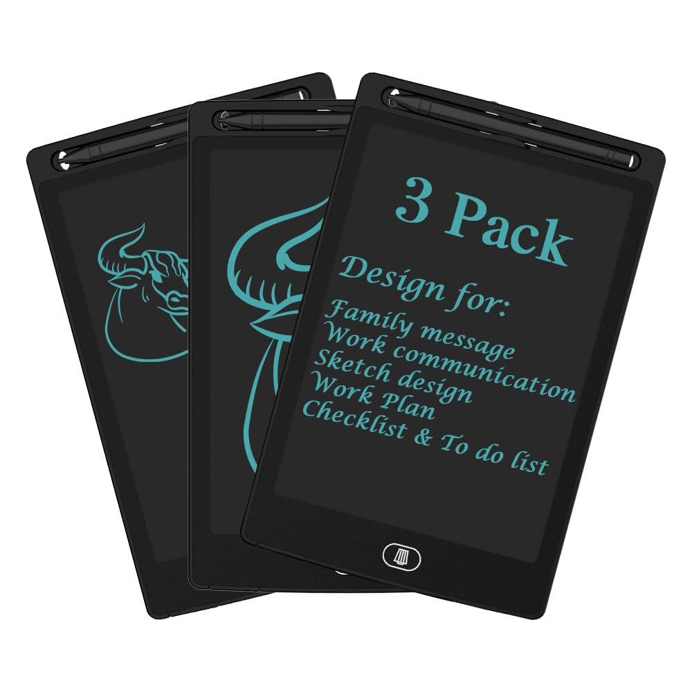 Photo 1 of [3 Pack] LCD Writing Tablet,TIQUS 8.5 Inch Electronic Writing Board with Memory Lock Button, Environment Friendly Drawing Pad, for Adults, [Black]