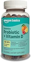 Amazon Basics Probiotic Gummies with Vitamin D - 1 Billion CFU, Lemon Orange Mixed Berry Flavors, Gluten-Free 80 Ct
