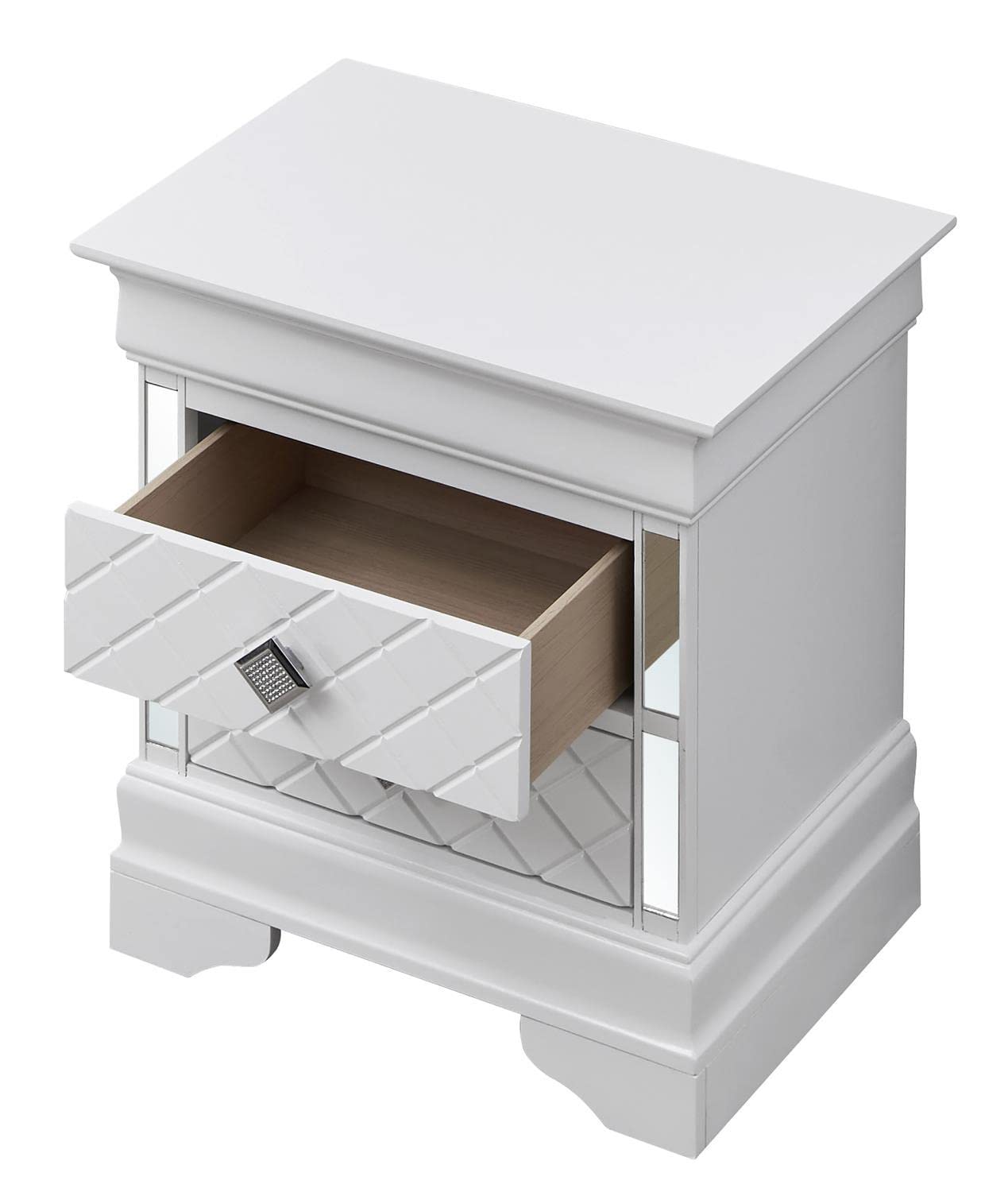 Passion Furniture Verona 2-Drawer Silver Nightstand PF-G6790-N