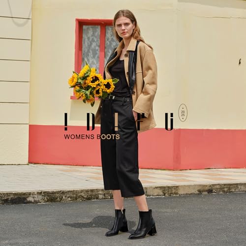 IDIFU IN2 Ankle Boots for Women Low Short Chunky Block Heel Boot Fall Pointed Toe Dress Booties Ladies Comfortable Cute Fashion Boots2
