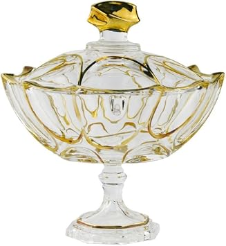 Crystal Glass Fruit Plate With Feet Fruit Bucket Household Transparent Fruit Plate Snack Plate Living Room OrnamentsBlack
