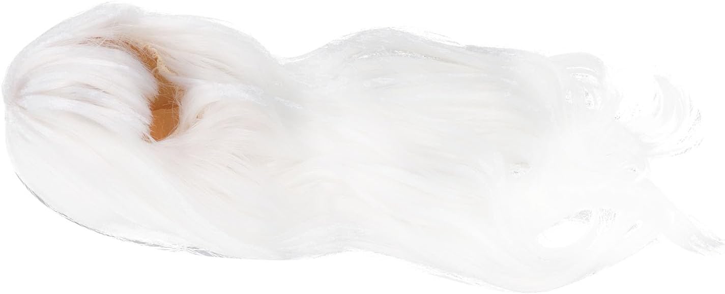 Focket Cotton Doll Wig, Long Curly High Temperature Silk Hair Replacement Stylish Trendy Soft Plush Wig with Comfortable Fit for 35-39cm Head Circumference (White)
