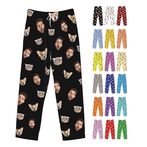 Custom Pajamas Pants Plaid Personalized Funny PJ Pant Design with Face Pajama for Men Women Dog Pet