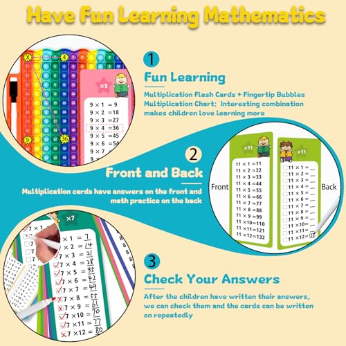 Image of Multiplication Flash Cards + Fingertip Bubbles Toy, Interesting Multiplication Math Combination, Math Games for Children Aged 3 +
