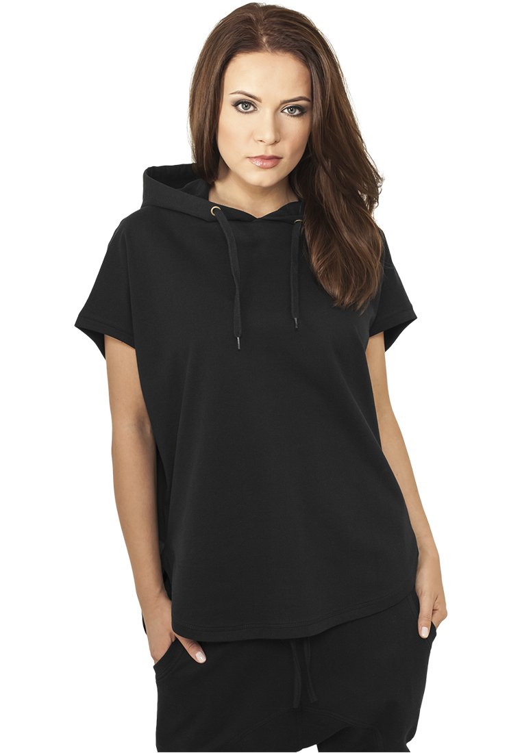 Urban Classics Ladies Sleeveless Terry Hoodie Donna T-Shirt Nero 100% Cotone Oversize