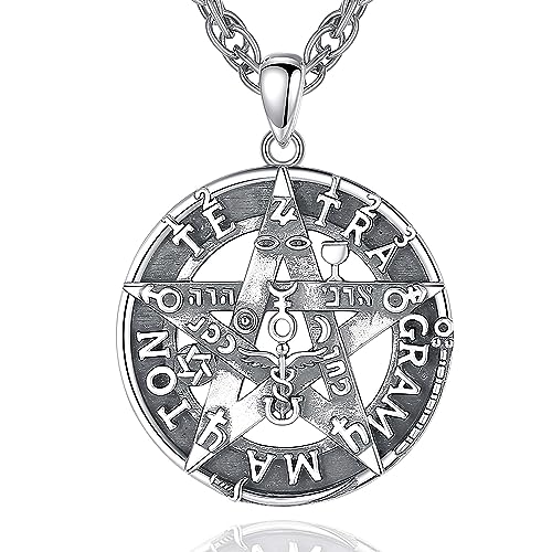 AEONSLOVE Collier Tetragrammaton Argent 925 Homme Femme Pendentif Pentacle de Protection Bijoux Hébraïques Amulette Wiccan Porte-Bonheur