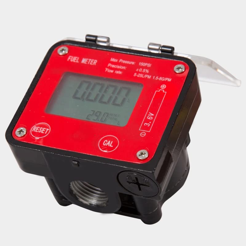 NEFWM-02 Medidor de flujo digital para bomba de transferencia de líquidos diésel, aceite y agua Adblue 5-25 l/min, 1/2 pulgadas, medidor de líquidos.