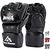 Brace Master MMA Gloves UFC Gloves Boxing Gloves for Men Women Leather More Paddding Fingerless Punching Bag Gloves for Kickboxing, Sparring, Muay Thai and Heavy Bag (Black, Large)