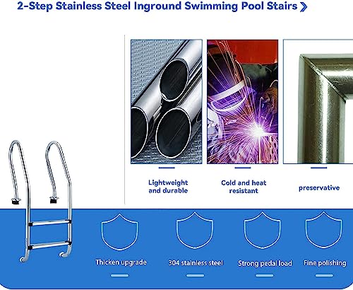 Escalera para piscina de acero inoxidable con 2 peldaños miniatura 3