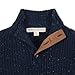Hope & Henry Boys’ Organic Cotton Mock Neck Cardigan Stitch Sweater – Chunky Knit Pullover with Faux Suede Button Placket, GOTS-Certified Blue XX-Small