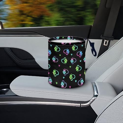 Image of Dog Paw Heart Car Garbage Can Mini Car Trash Bin Car Organizer Car Storage Bag Waterproof Portable Men Accessories Car Decor
