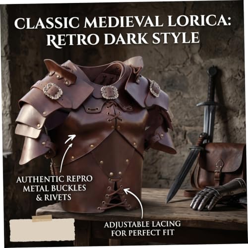 Armadura medieval de cuero para Halloween y recreaciones históricas oscuras 3