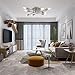 VINLUZ 8 Light Industrial Semi Flush Mount Ceiling Light Brushed Nickel Mid Century Modern Sputnik Chandelier Fixture for Living Room Bedroom Kitchen