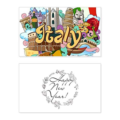 Tarjeta de Italia para Año Nuevo con diseño de la Catedral de Milán y mensaje de bendición