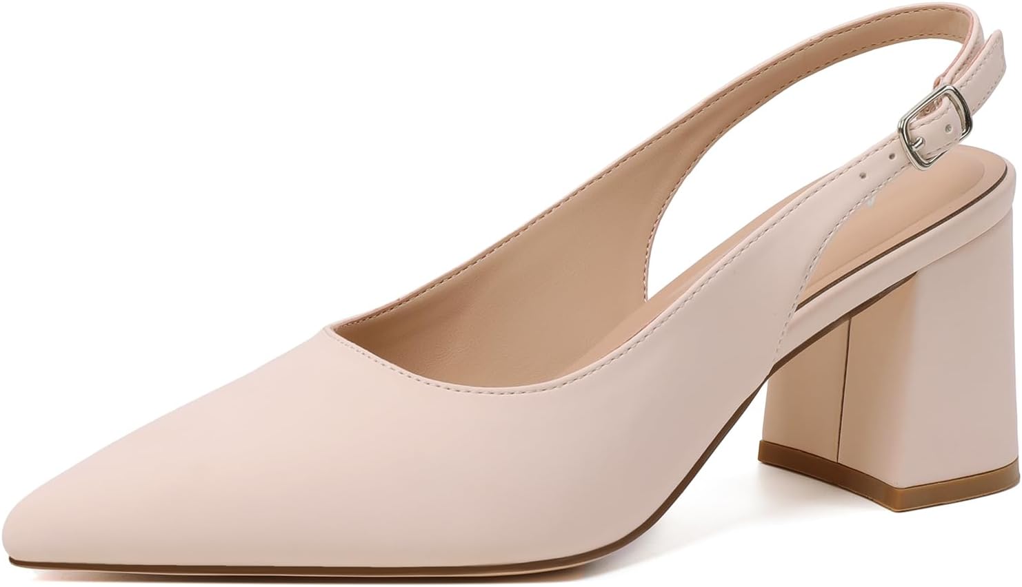 Mostrin Block Slingback Heels for Women Pointed Closed Toe Chunky Heels Office Work Shoes Women's Pumps for Business Casual