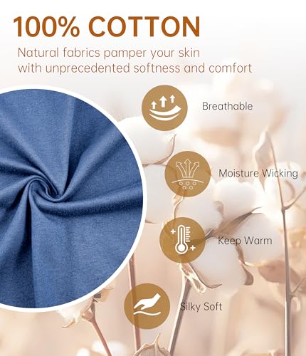 COLORFULLEAF Men's 100% Cotton Pajama Sets Breathable Long Sleeve Pjs Mens Cotton Sleepwear With Pockets2