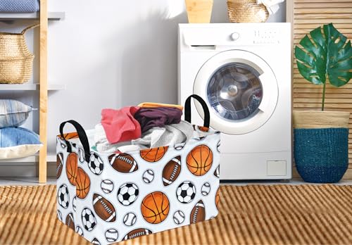 Image of DUYIY Rectangle Gift Storage Basket Home Shelf Storage Basket Organizer Box Clothes Laundry Hamper Nursery Basket Laundry Basket with Handles (Color Balls)