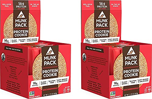 Munk Pack Soft Baked Protein Cookie | Plant Based & Vegan Snacks | Non-Gmo Snickerdoodle | Individually Wrapped Gluten Free Chewy Cookies | 12 Pack #TOP5