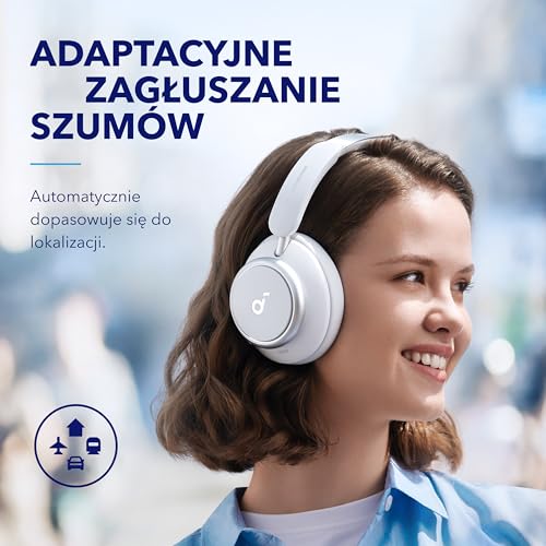 Soundcore Space Q45 by Anker słuchawki z adaptacyjną redukcją szumów do 98%, 50 godz. odtwarzania, aplikacją, szczegółowym dźwiękiem w wysokiej rozdzielczości, Bluetooth 5.3, idealne na podróż