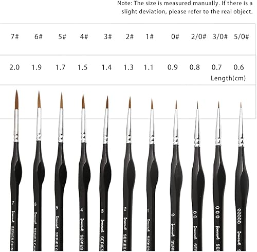 Miniatura 2 de Juego de 11 pinceles de pintura de detalles finos en miniatura, juego de pinceles para acrílico, acuarela, óleo, cara, uñas, pintura de modelo a