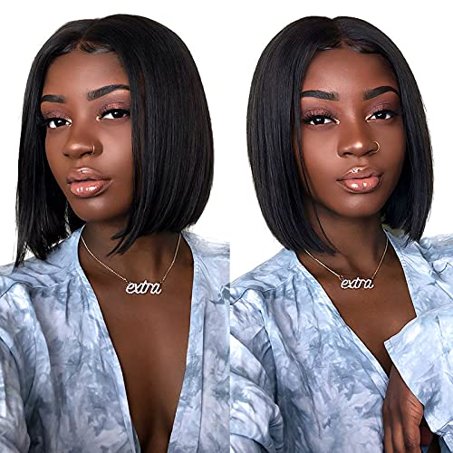 Short Bob Wigs Human Hair 4X4 Lace Front Wigs T Part Bob Wig Lace Closure Wigs Human Hair Pre Plucked Natural Hairline w