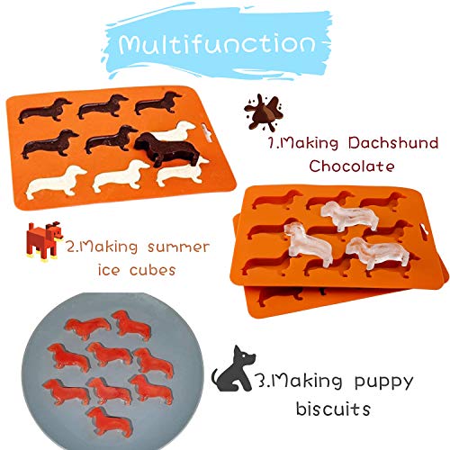 Crethink Ice Cube Trays, chocoladevorm, teckel hondenvormige siliconen kubus mal en lade met druppelaar - Afbeelding 5